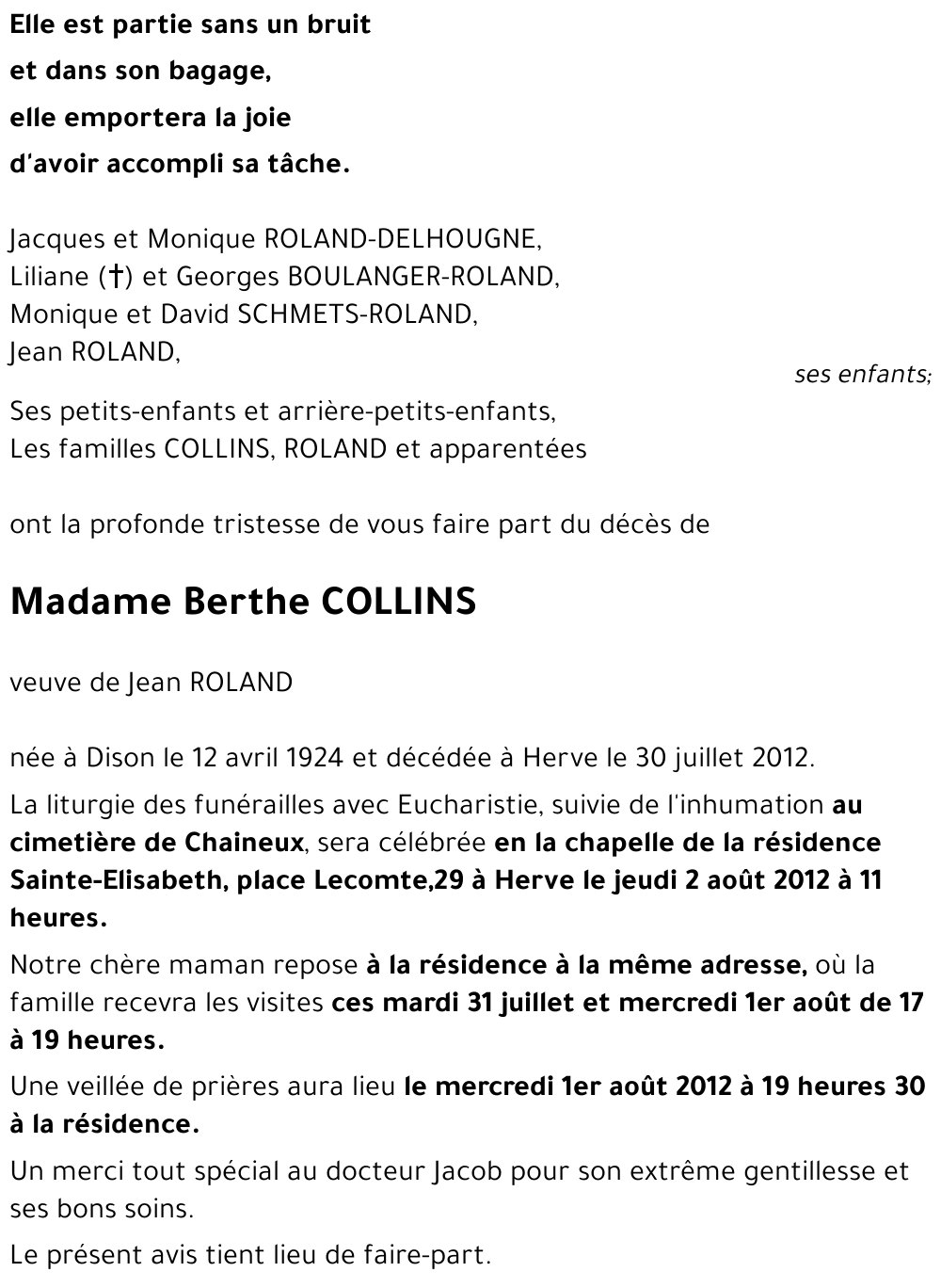 Berthe COLLINS