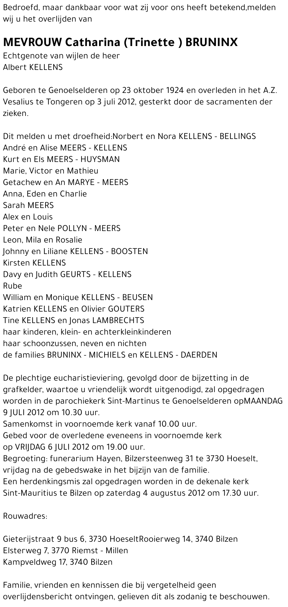 Catharina (Trinette ) BRUNINX