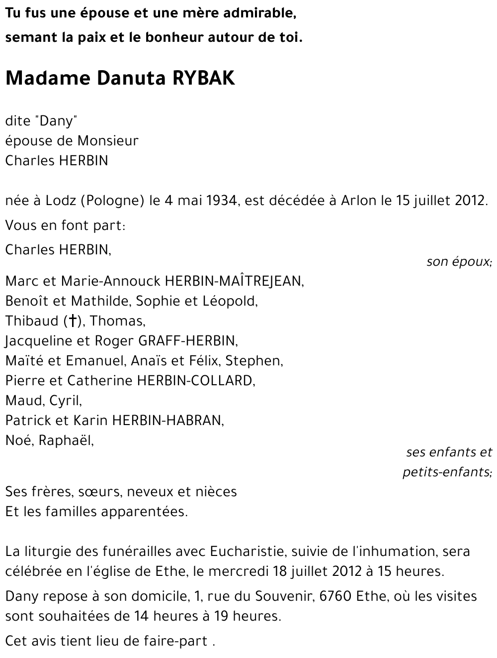 Danuta RYBAK dite « Dany »