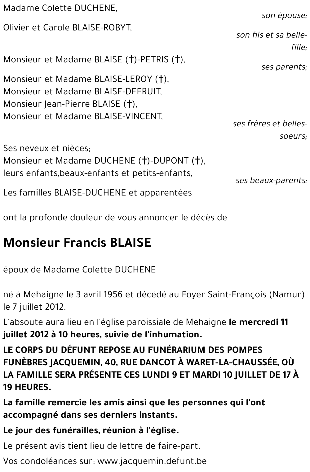 Francis BLAISE