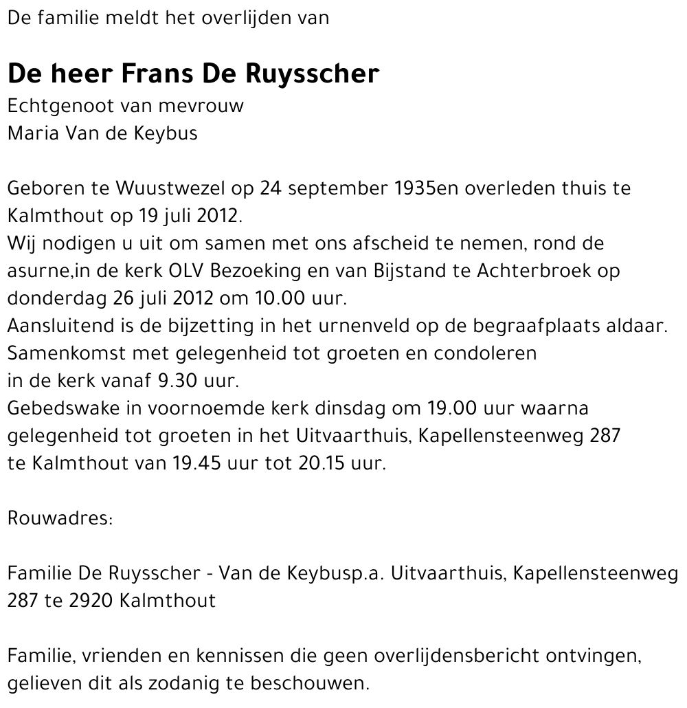 Frans DE RUYSSCHER