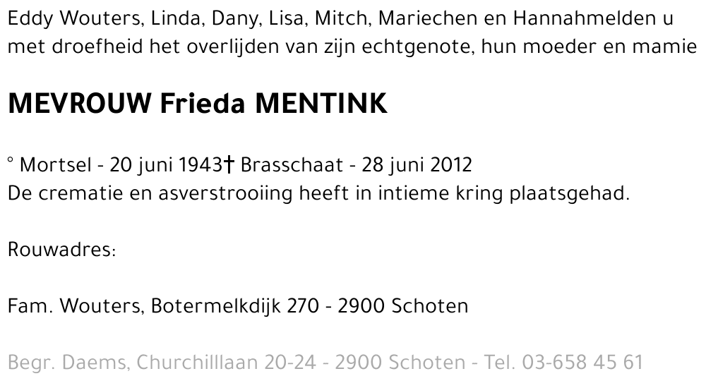 Frieda MENTINK