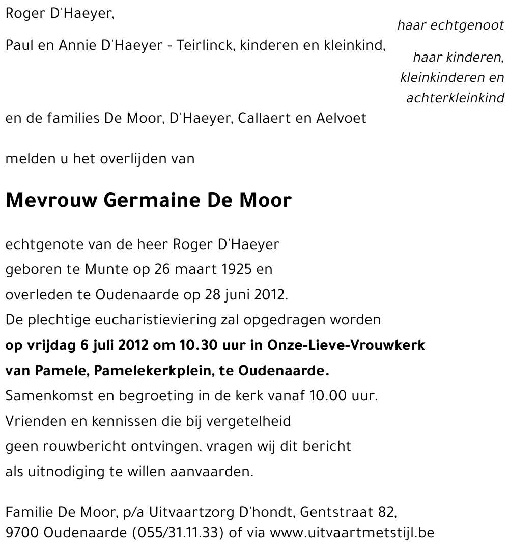 Germaine De Moor