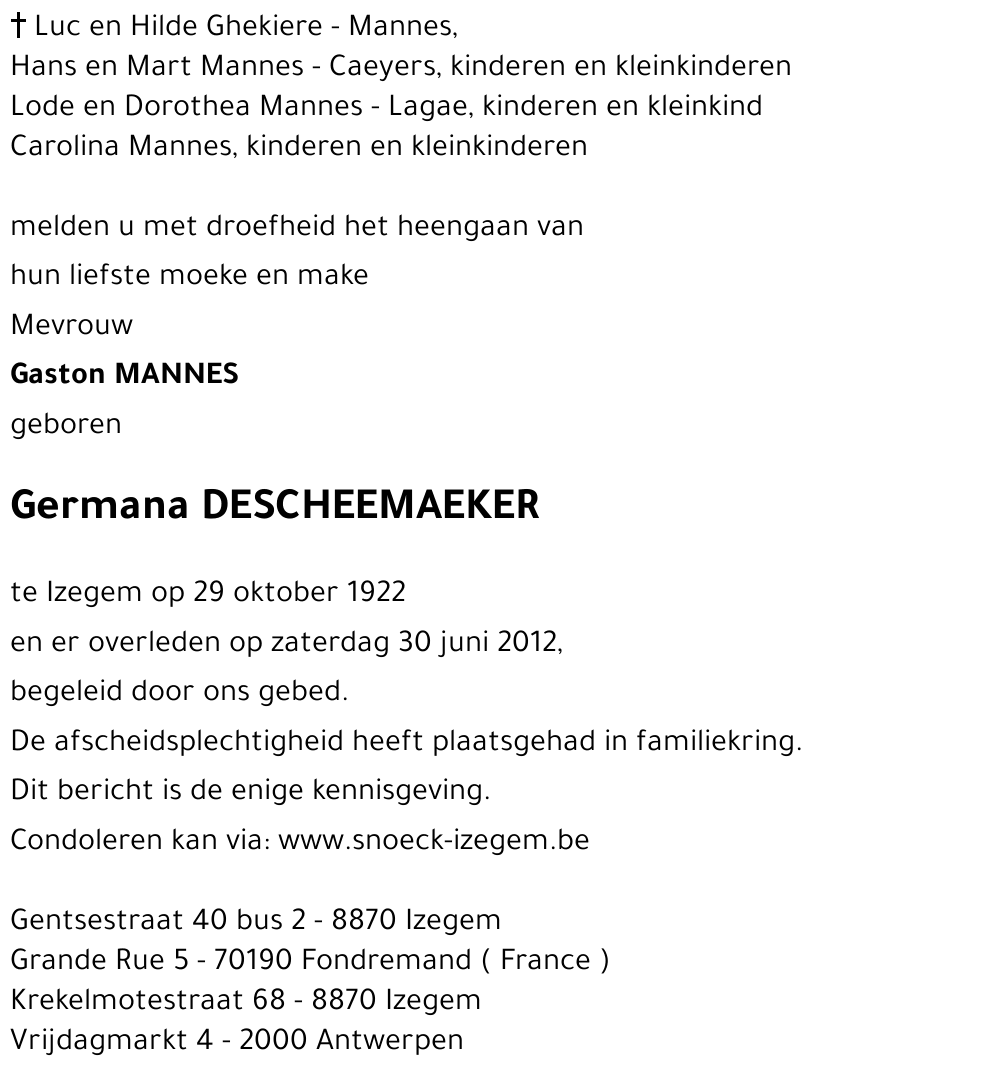 Germana DESCHEEMAEKER