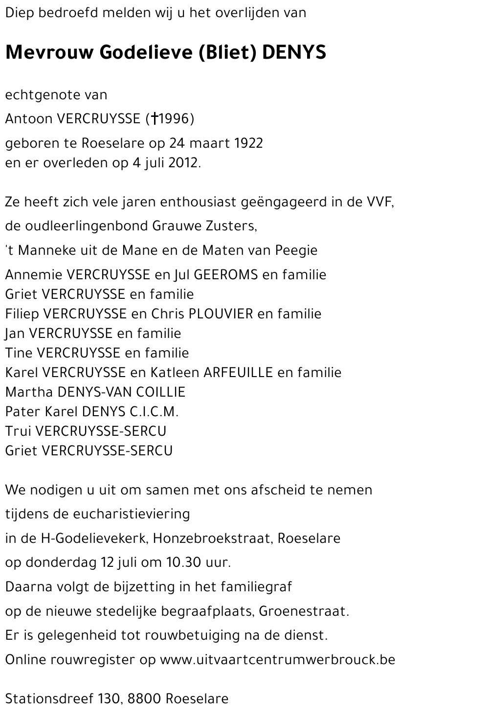 Godelieve (Bliet) DENYS