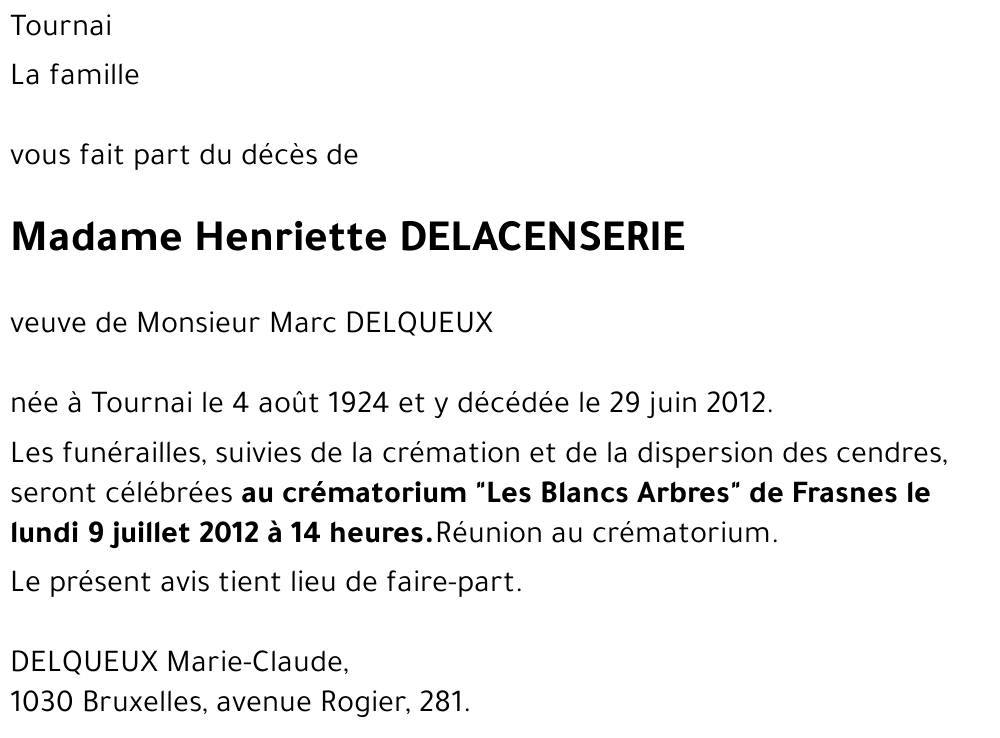 Henriette DELACENSERIE