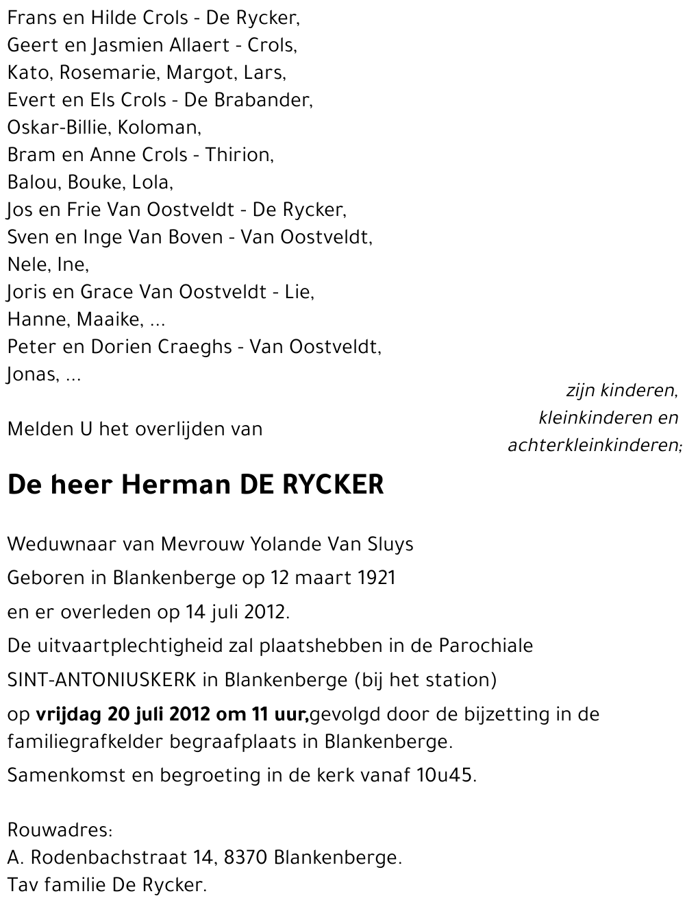 Herman DE RYCKER