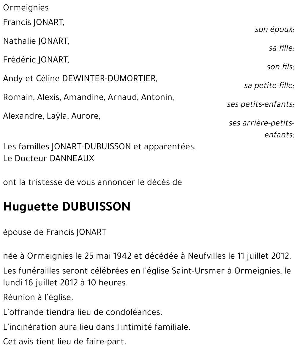 Huguette DUBUISSON