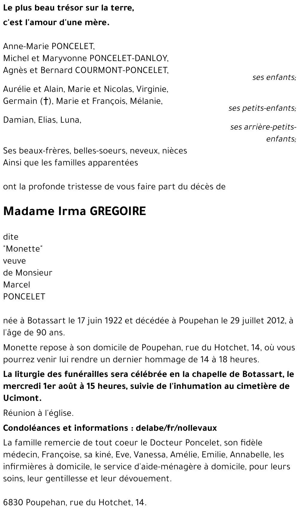 Irma GREGOIRE