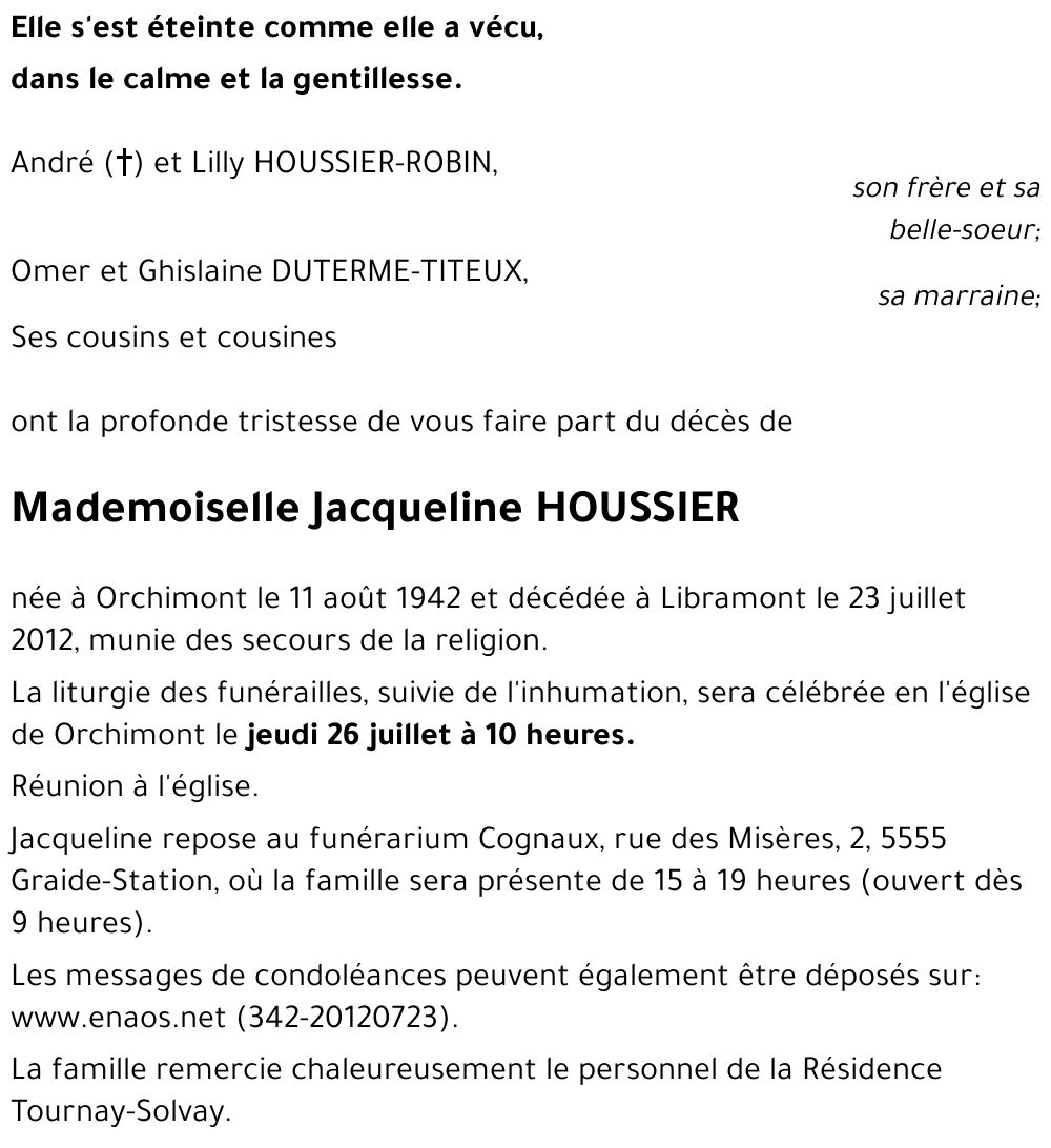 Jacqueline HOUSSIER