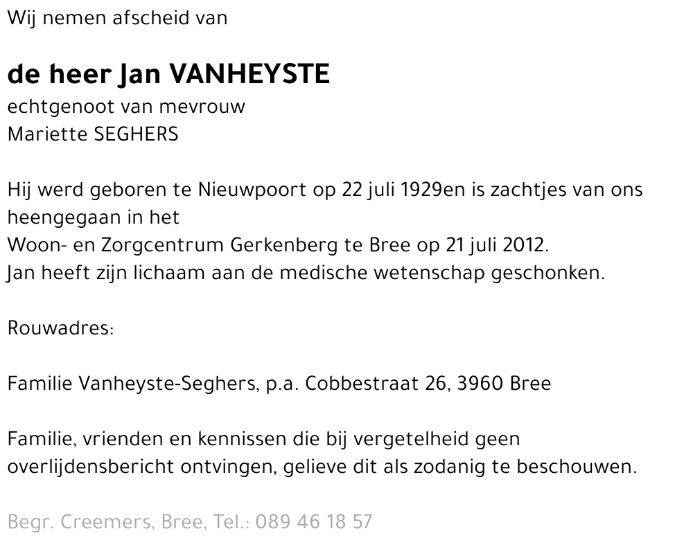 Jan Vanheyste