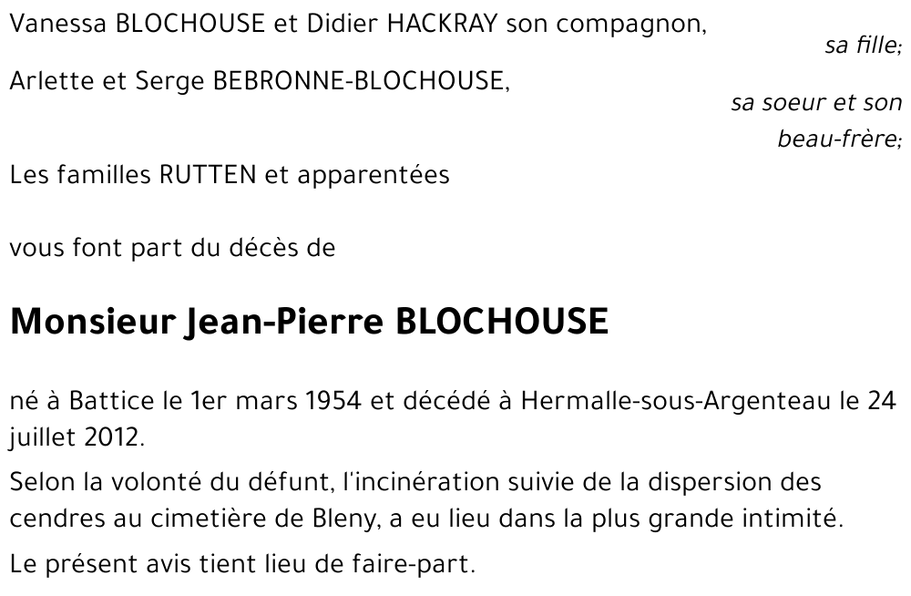 Jean-Pierre BLOCHOUSE