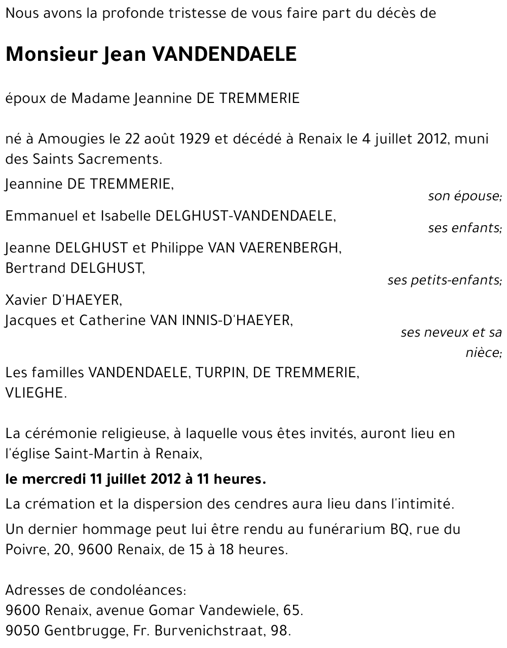 Jean VANDENDAELE