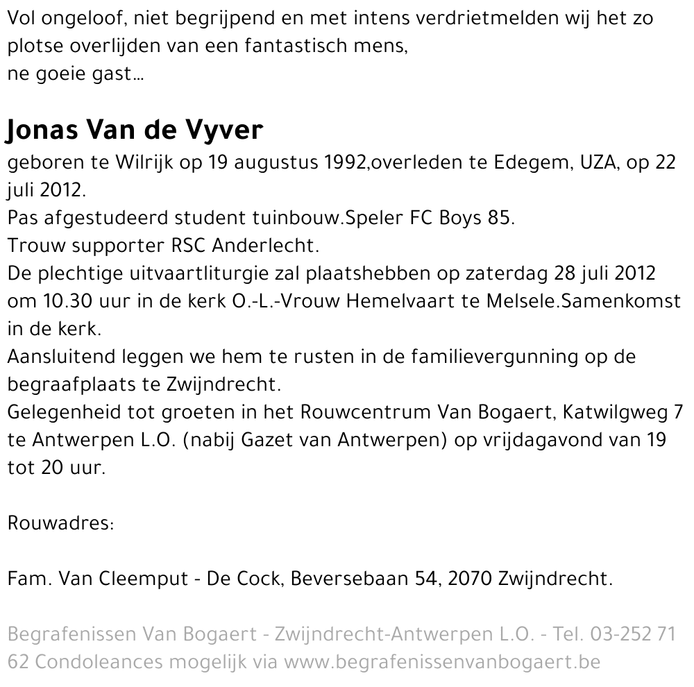 Jonas Van de Vyver