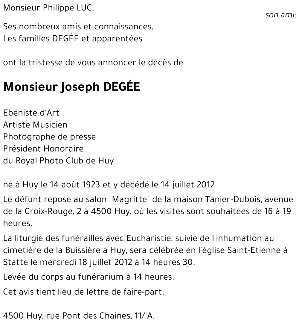 Joseph DEGÉE
