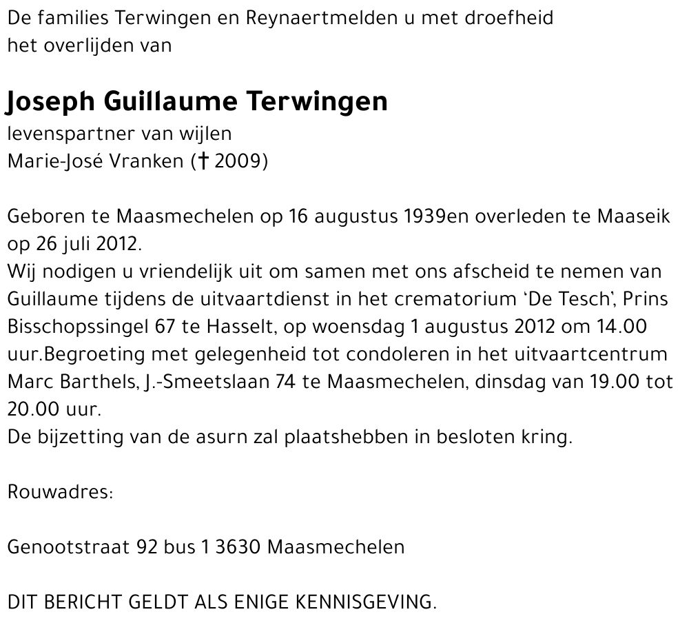 Joseph Guillaume Terwingen