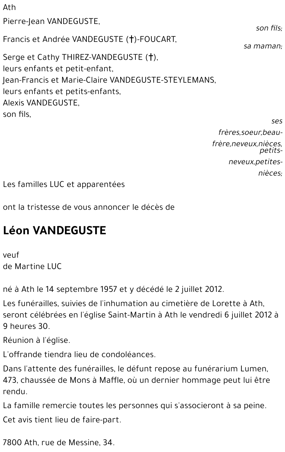 Léon VANDEGUSTE