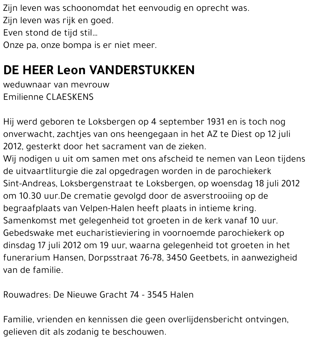 Leon VANDERSTUKKEN