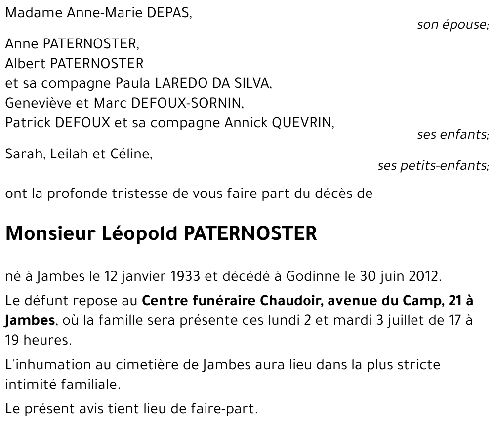 Léopold PATERNOSTER