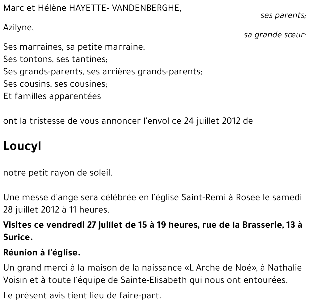 Loucyl HAYETTE-VANDENBERGHE