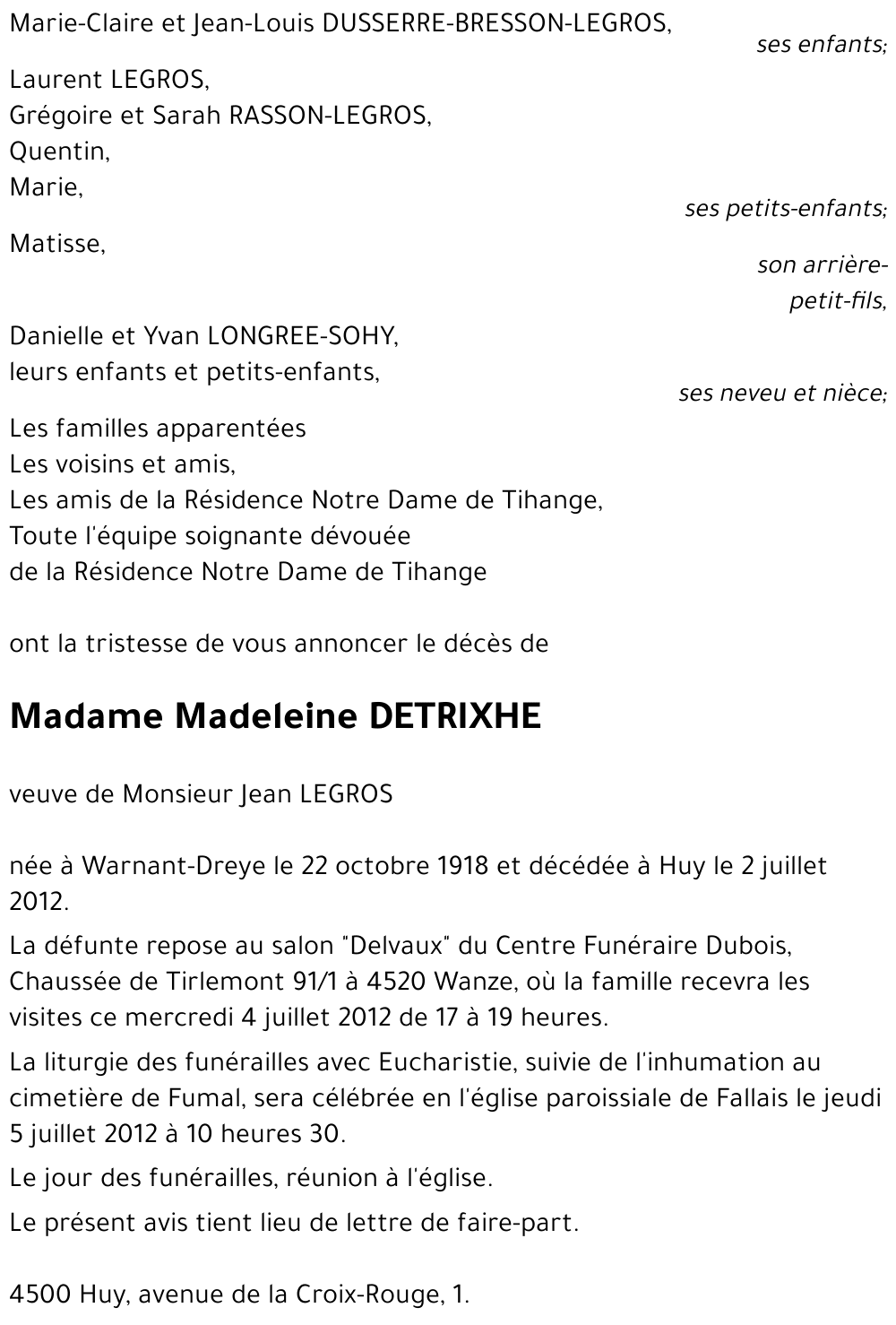 Madeleine DETRIXHE
