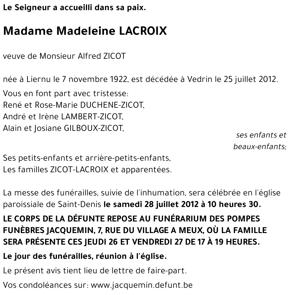 Madeleine LACROIX