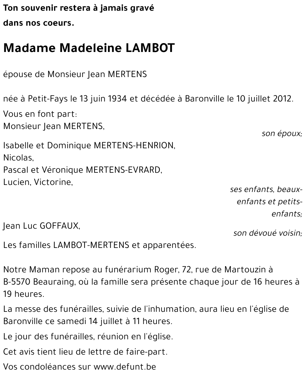 Madeleine LAMBOT
