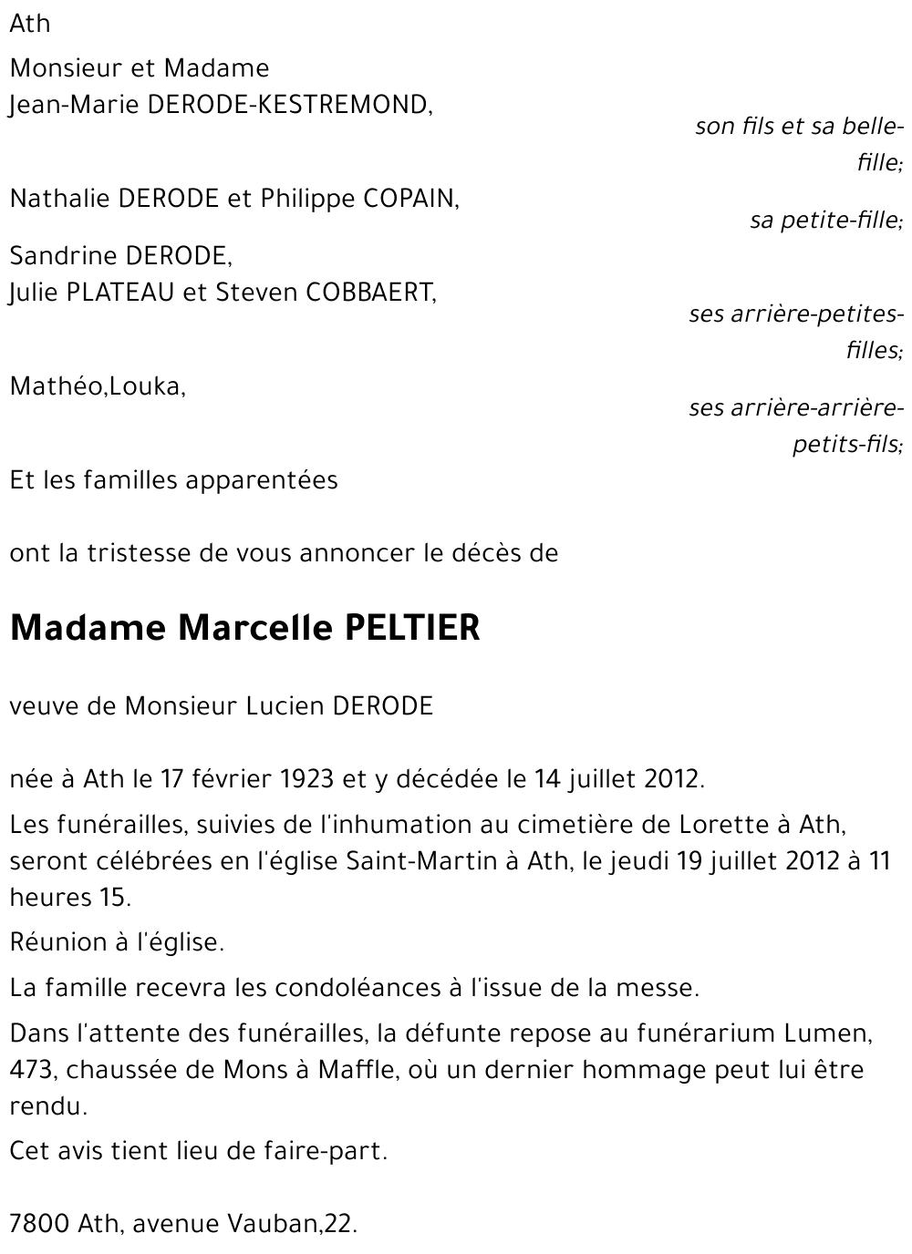 MARCELLE PELTIER