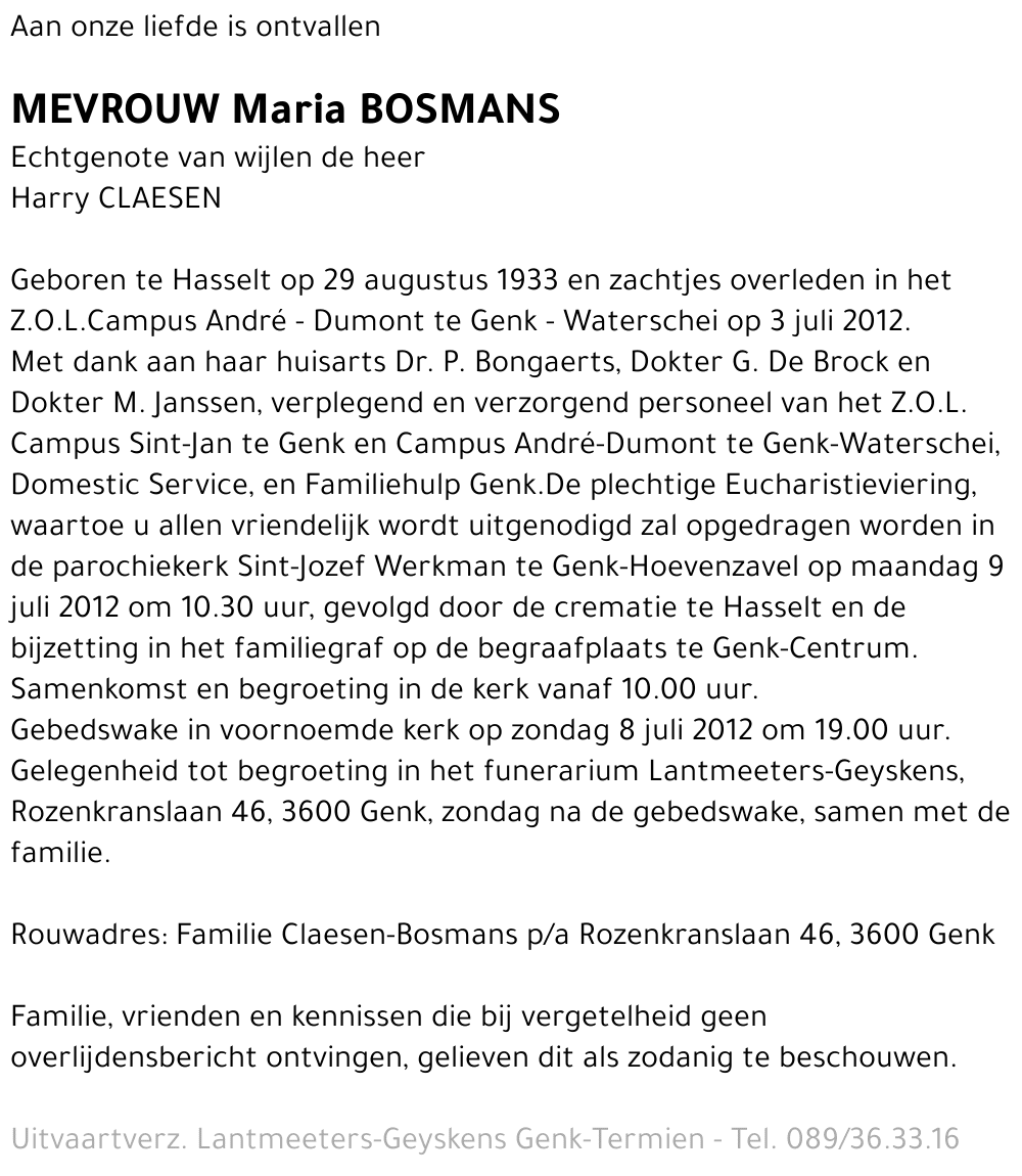 Maria BOSMANS