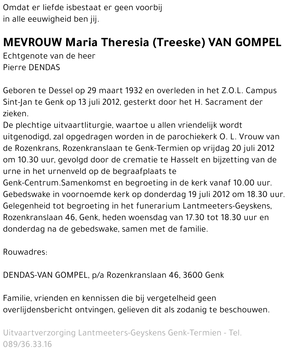 Maria Theresia VAN GOMPEL
