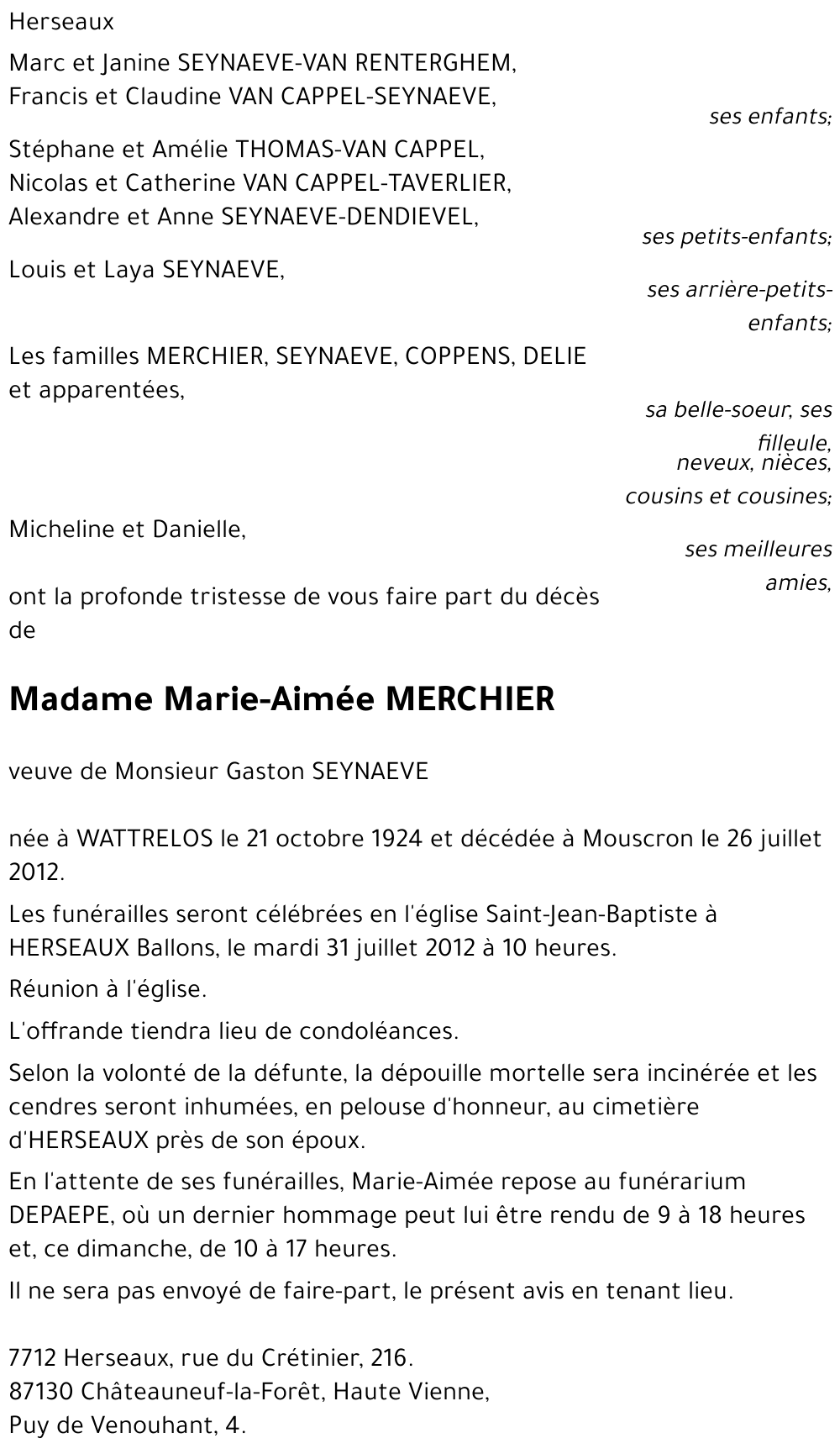 Marie-Aimée MERCHIER