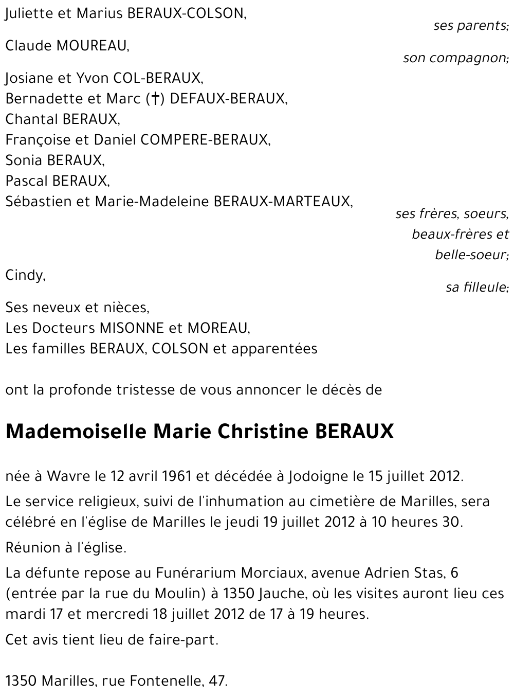 Marie Christine BERAUX