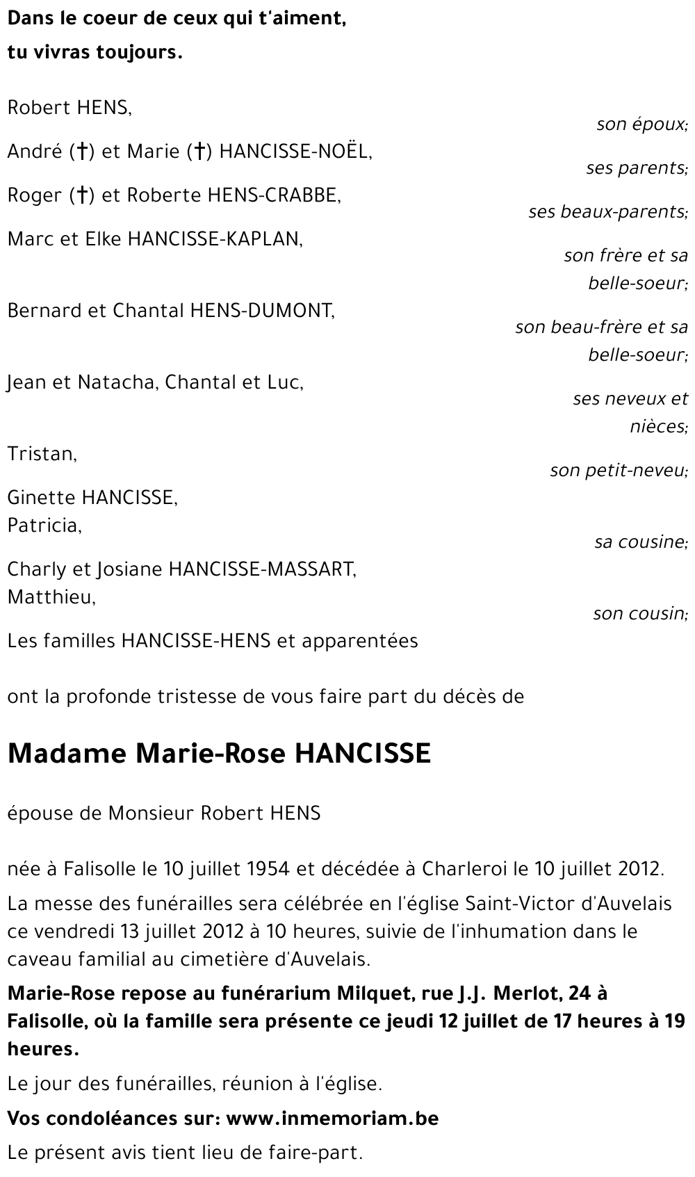 Marie-Rose HANCISSE