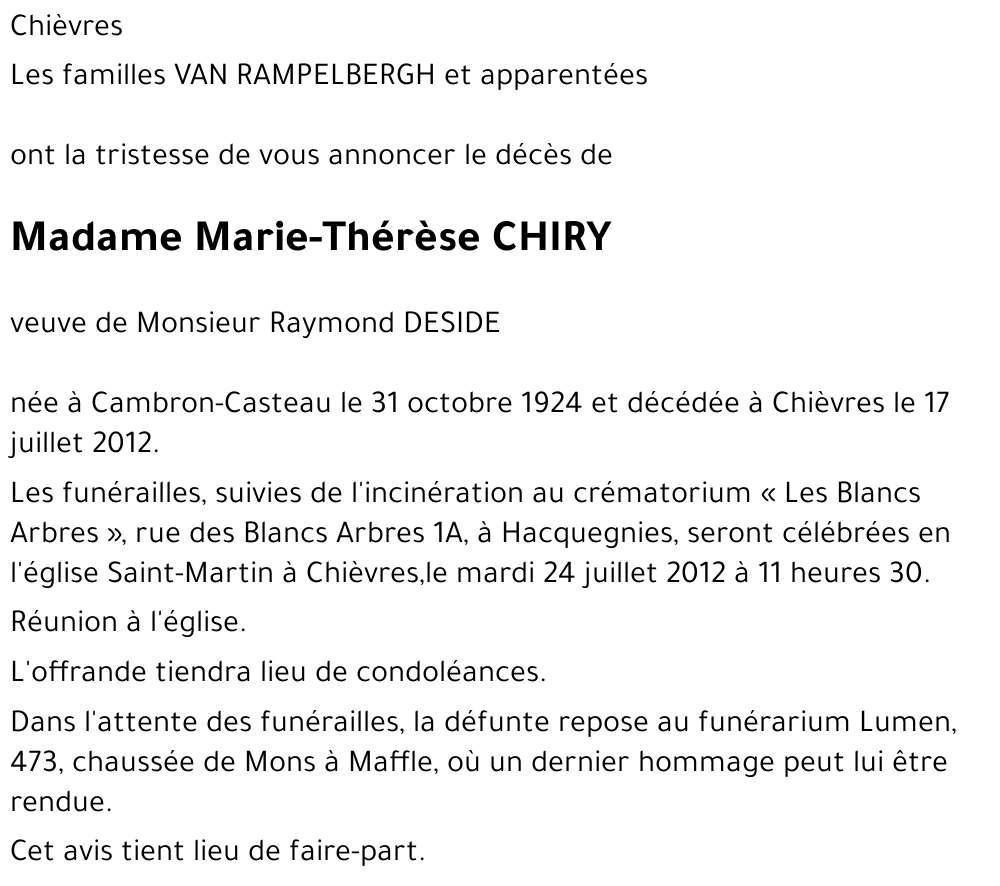 Marie-Thérèse CHIRY