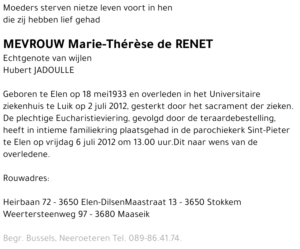 Marie-Thérèse de RENET