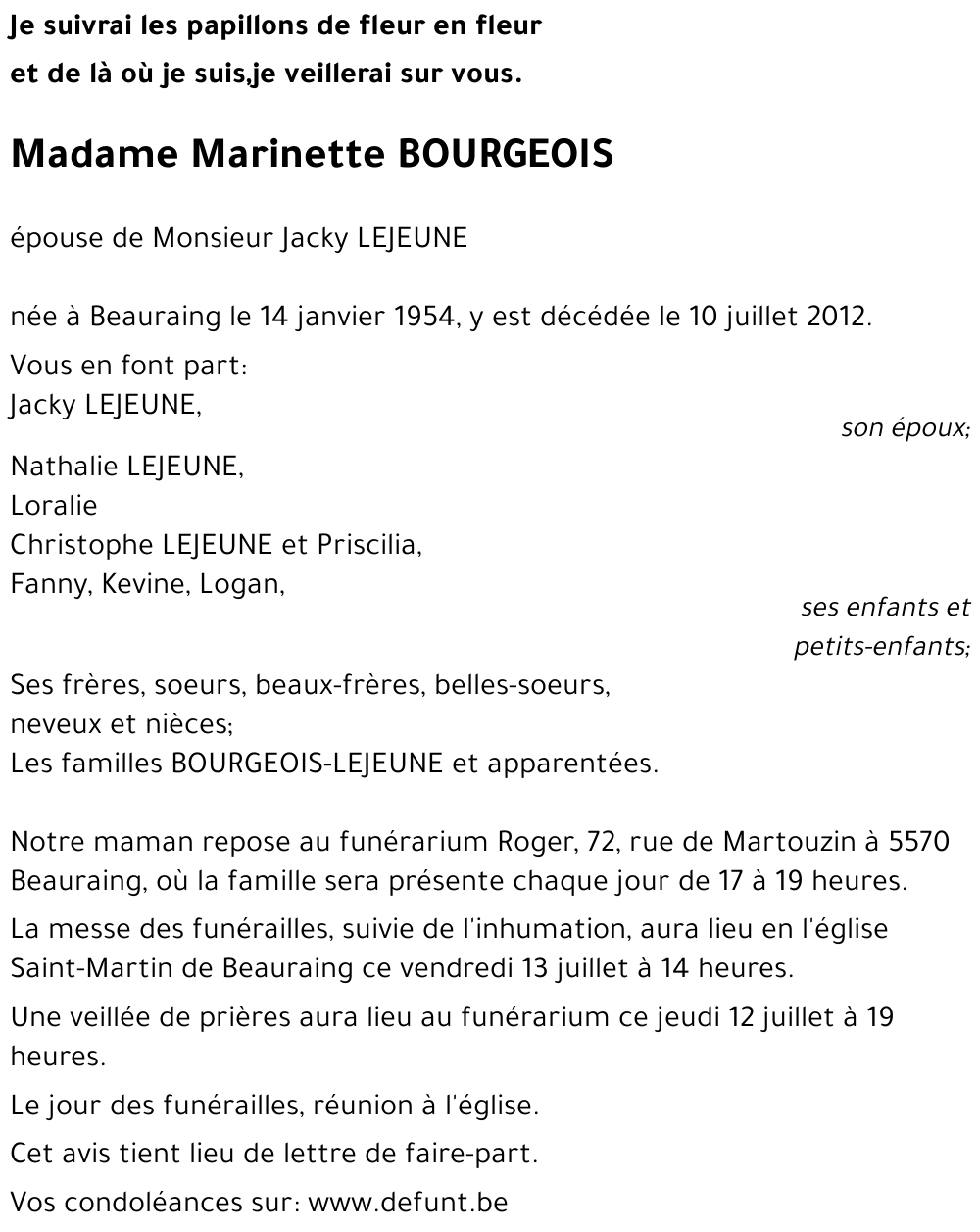 Marinette BOURGEOIS