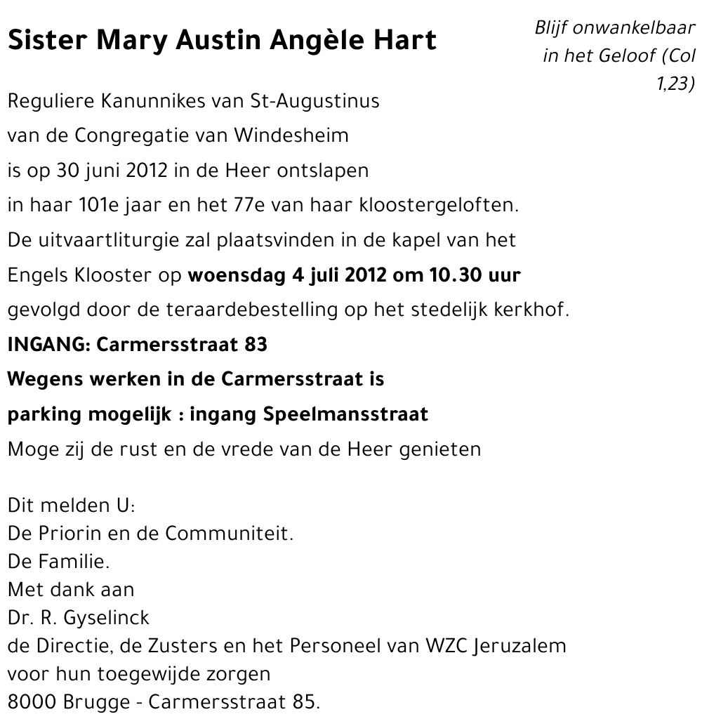 Mary Austin Angèle Hart