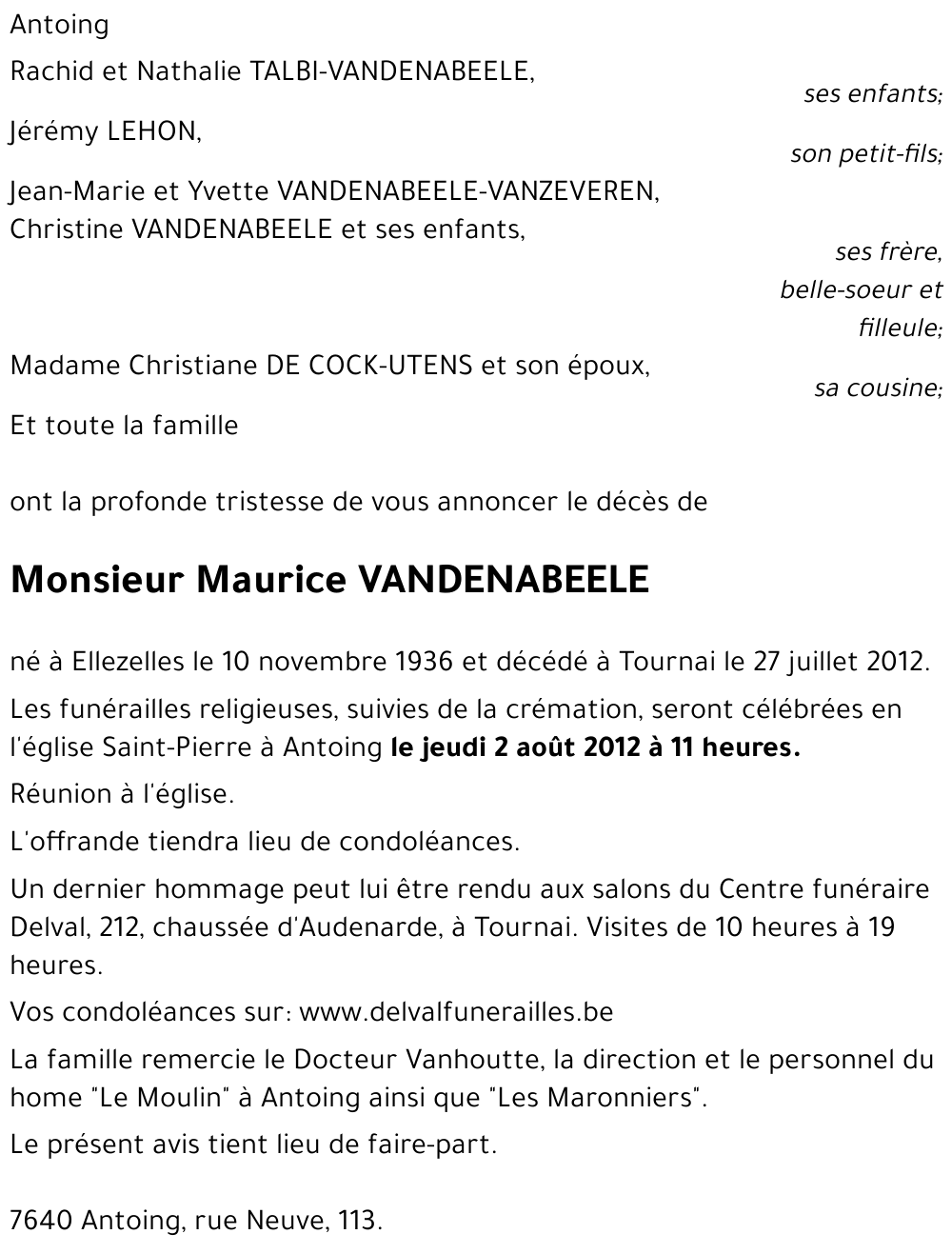 Maurice VANDENABEELE