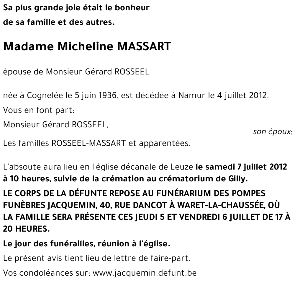 Micheline MASSART