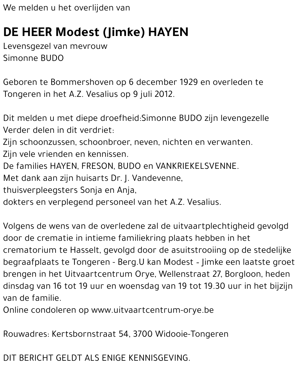 Modest (Jimke) Hayen