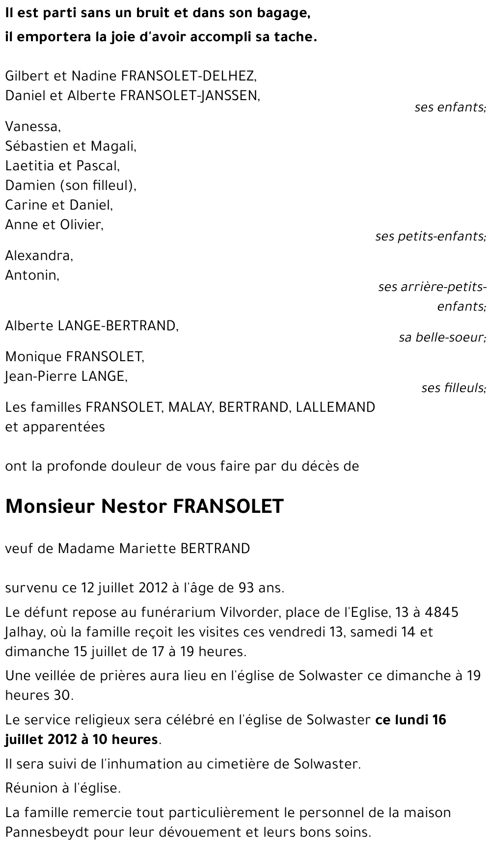 Nestor FRANSOLET