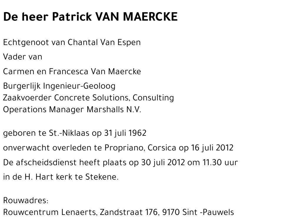 Patrick VAN MAERCKE