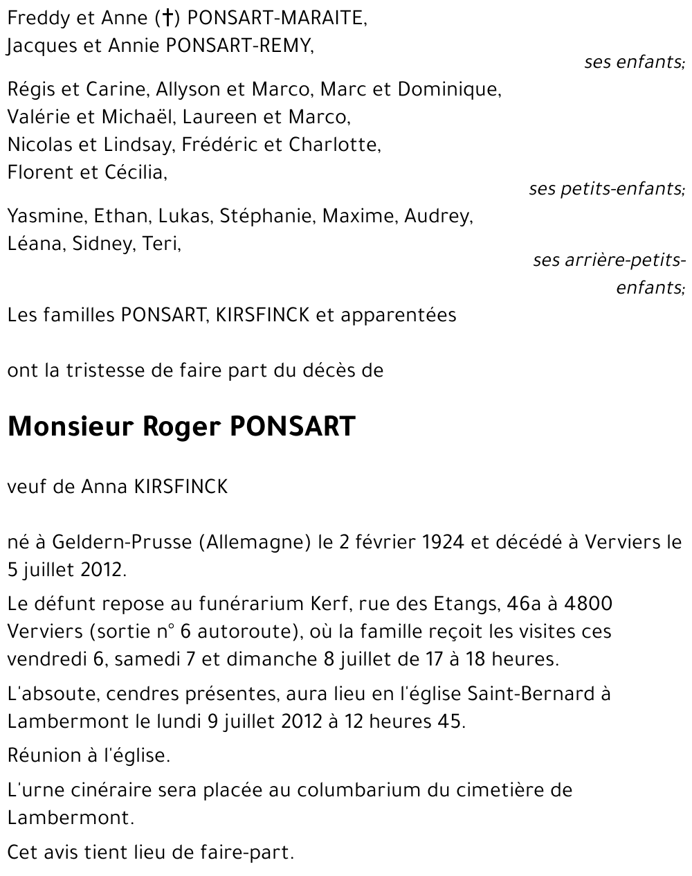 Roger PONSART