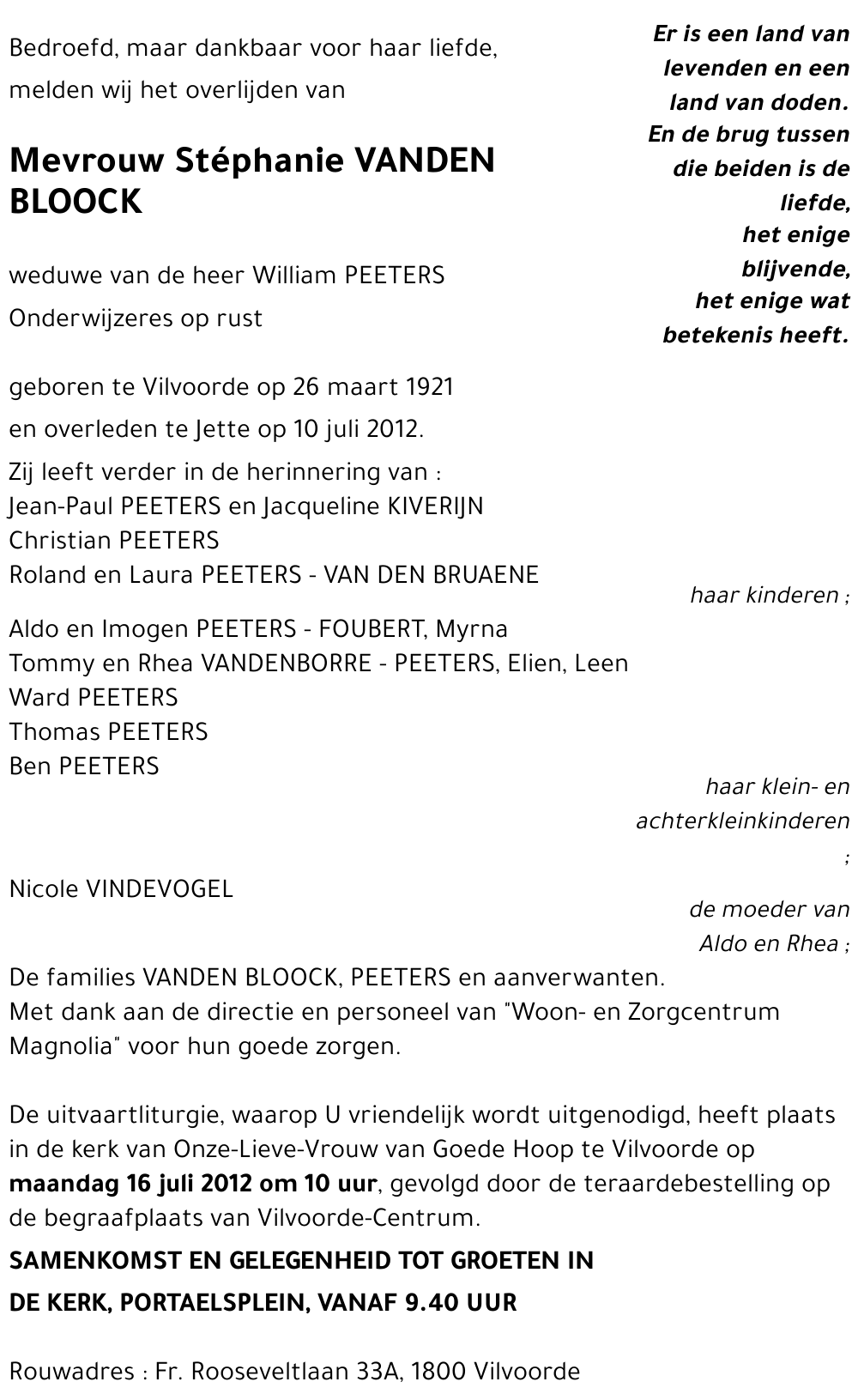 Stéphanie VANDEN BLOOCK