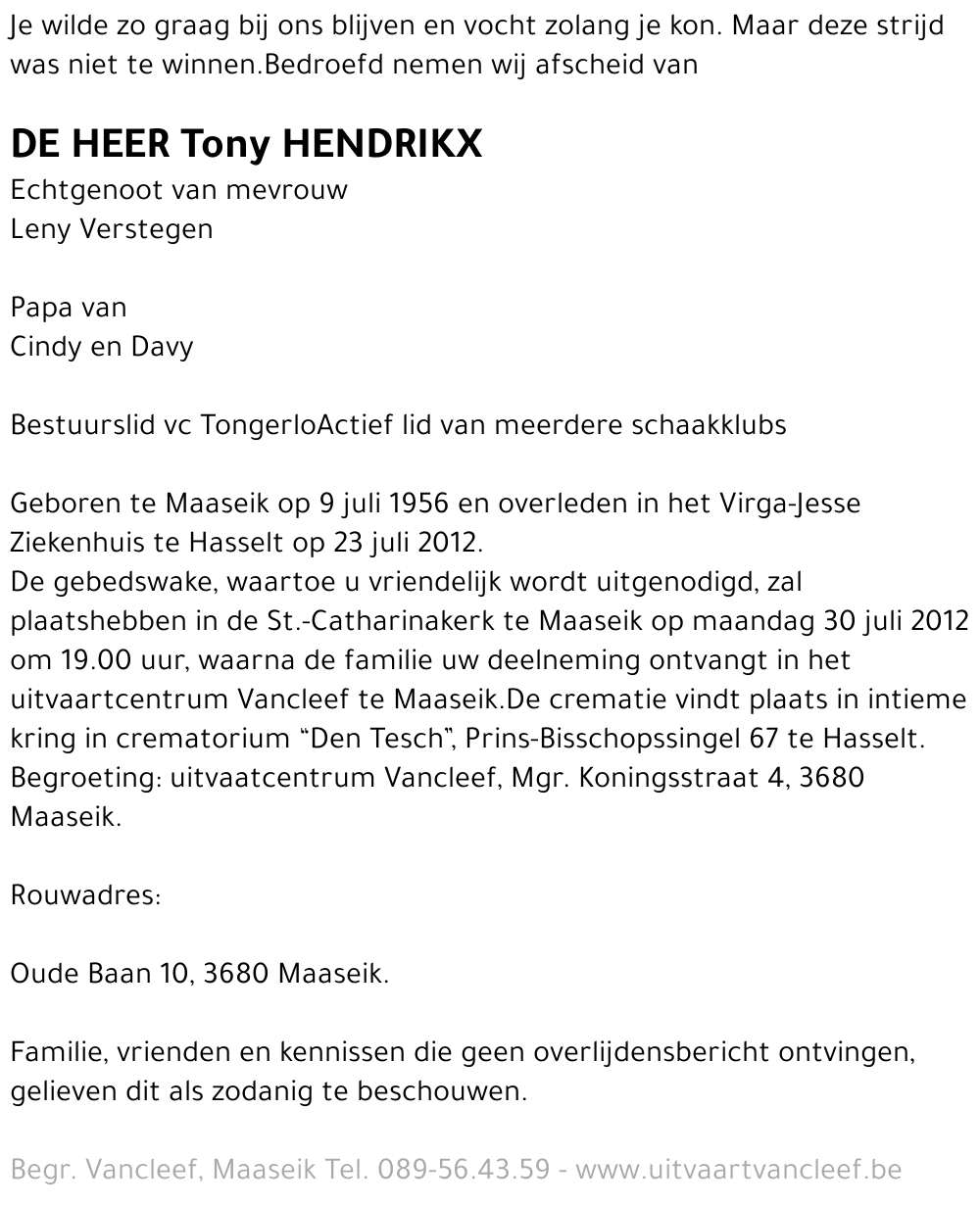 Tony Hendrikx