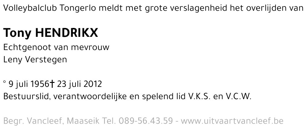 Tony Hendrikx