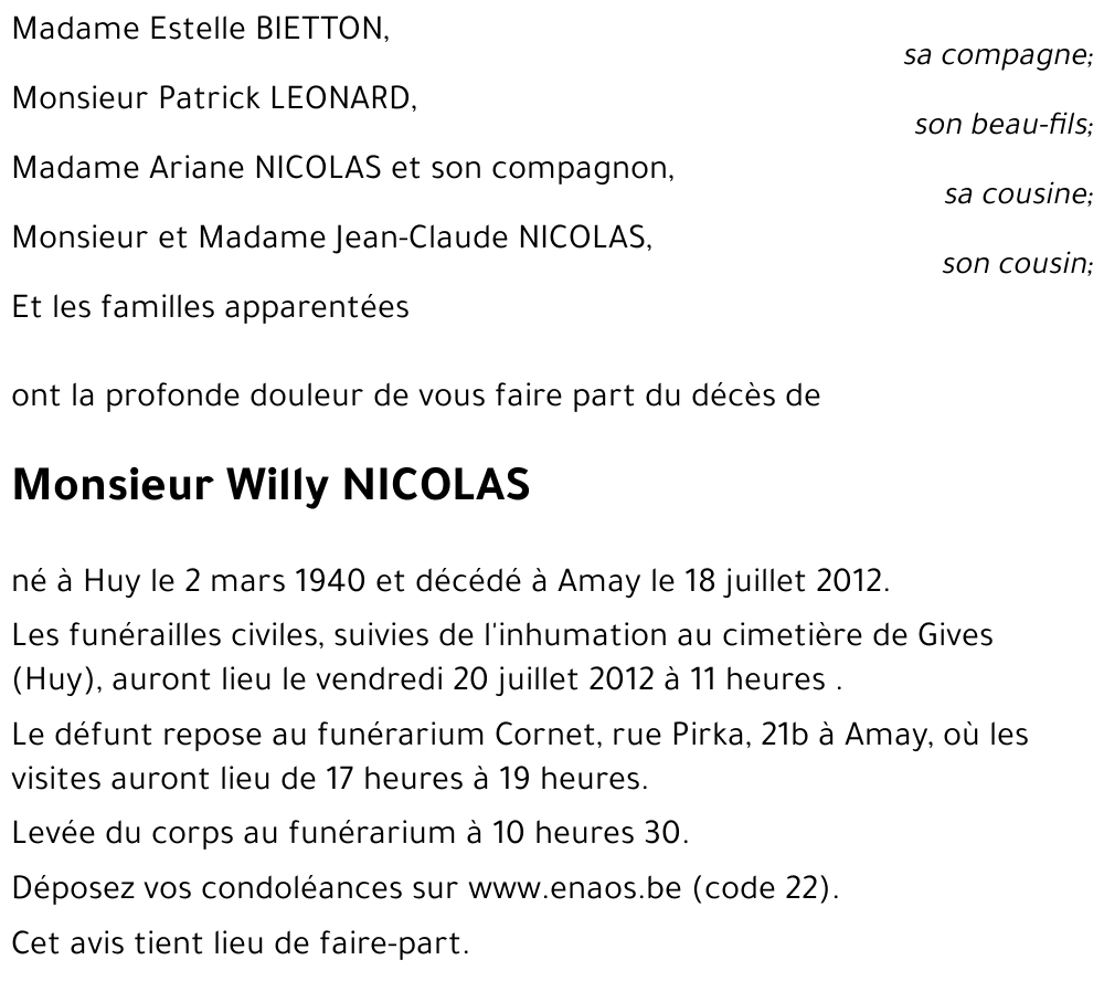 Willy NICOLAS