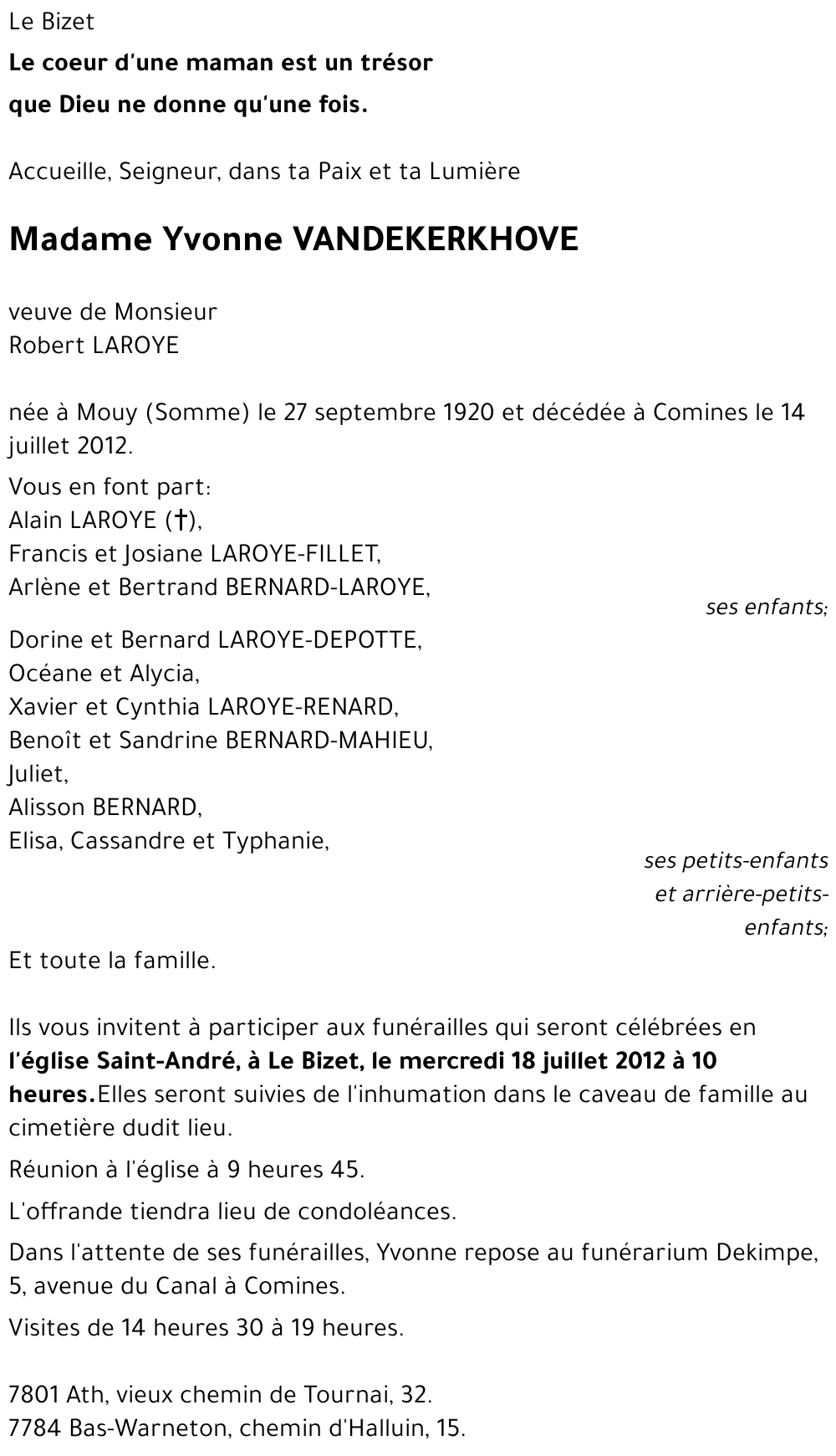 Yvonne VANDEKERKHOVE