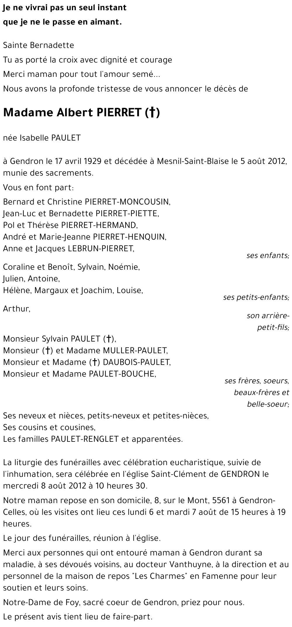 Albert PIERRET ((+))