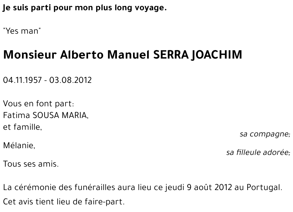 Alberto Manuel SERRA JOACHIM